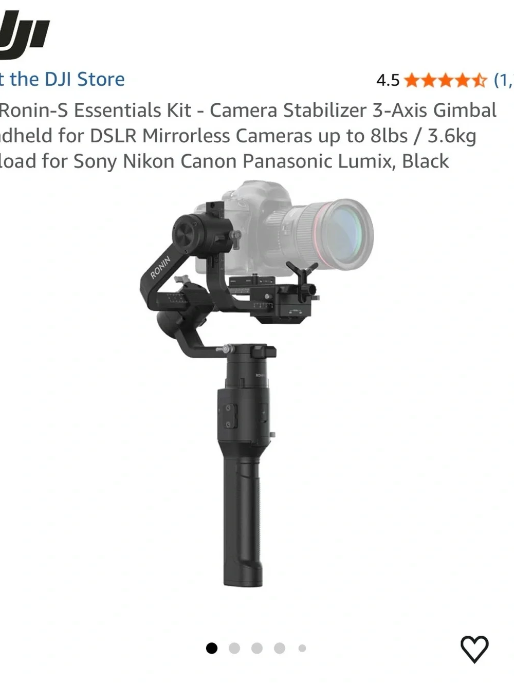 DJI Ronin-S Stabilizer Kit in Black and Gray
